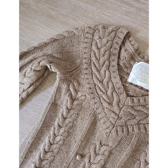 Old Navy Vintage Wool Cotton Fisherman Cable Knit V-Neck Y2K Sweater Pullover M - Picture 7 of 10
